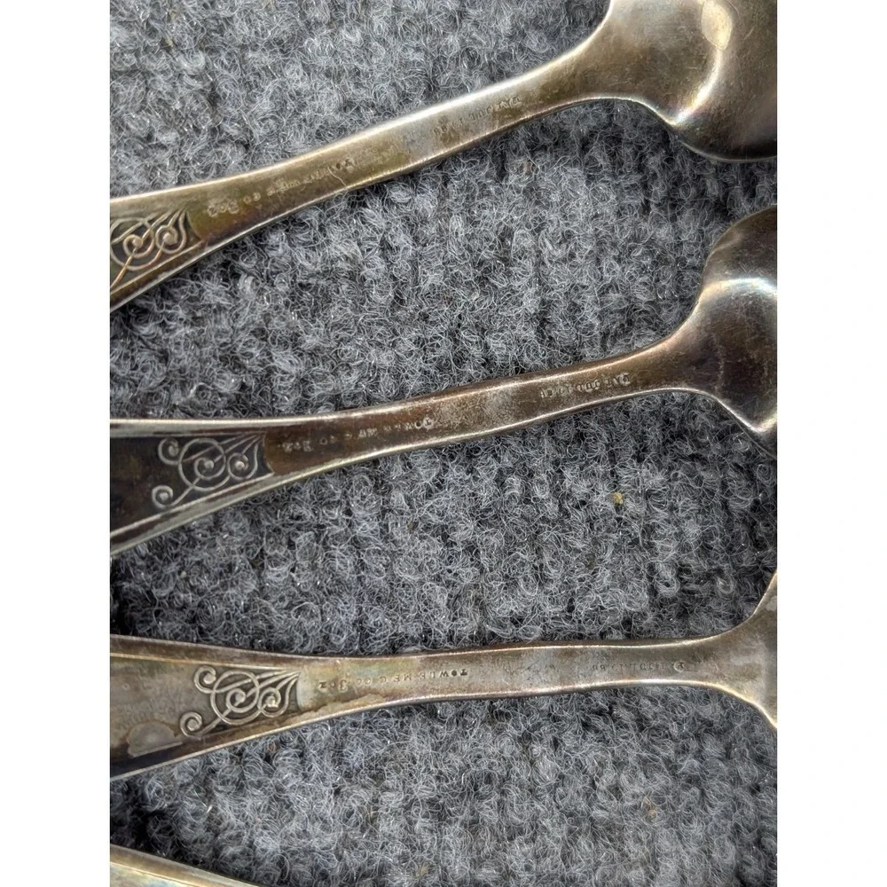 Vintage Towel Mfg Co. EUDORA Silverplated Set Of 5 Spoons 1888 
